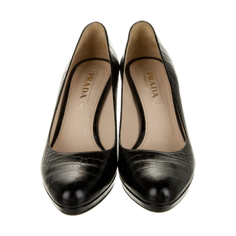 Prada Black Crocodile Leather Pumps - US 7.5 / IT38 - Picture 3 of 7